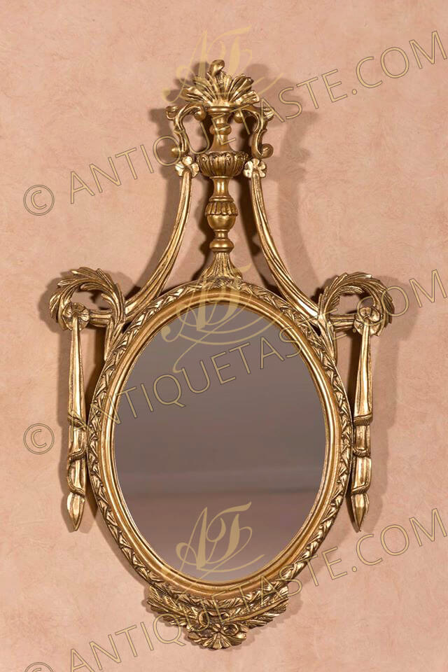 Italian Neoclassical 19th century style giltwood oval mirror